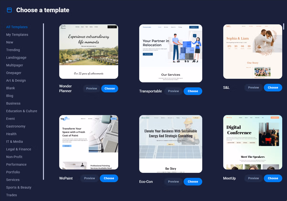 SiteJet Website Builder Interface