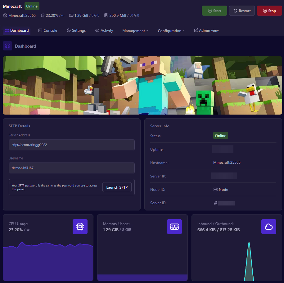 Minecraft Panel